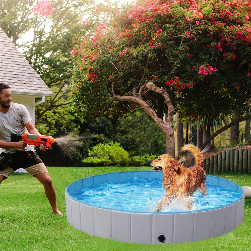 Alden Design Foldable Pet Swimming Pool Wash Tub for Cats and Dogs, Gray, XX-Large, 63" - image 10 of 12