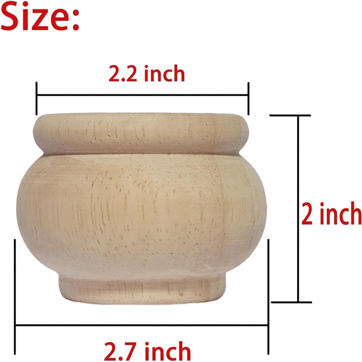 2 Inch Wooden , Solid Wood Unpainted Replacement , Cabinet Legs/Desk/Sofa/Bookcase Bun Feet, DIY Wooden Round Legs with Mounting Plate & Screws Set of 4 (2 Inch)