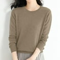 thumbnail image 2 of JIANJIA Sweaters For Women Fall Winter Knitted Solid Color Round Neck Long Sleeve Loose Casual Tops Pullover Sweater Sportwear,Beige,S, 2 of 7