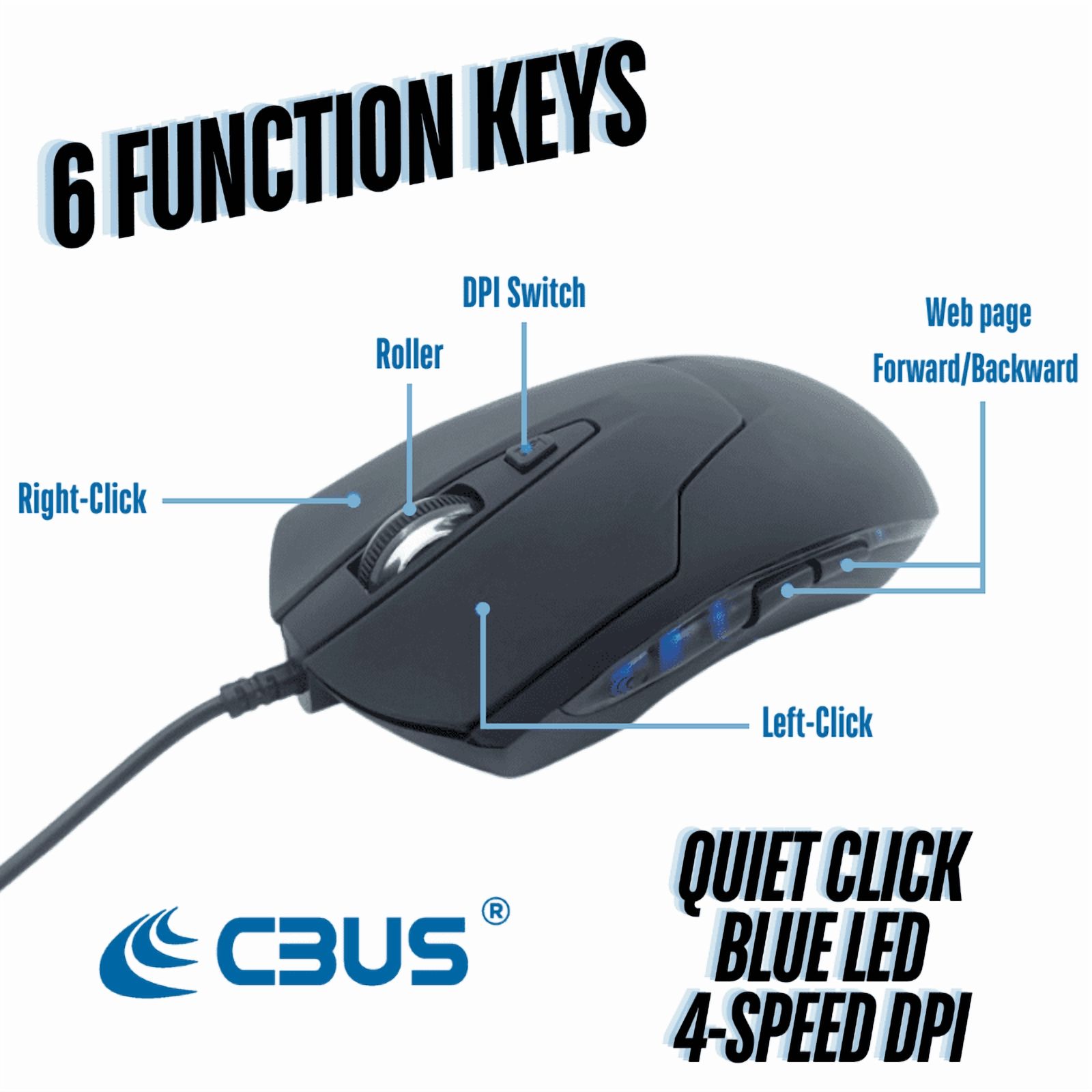 CBUS Wired USB-C Mouse 6-Button Ergonomic photo 3