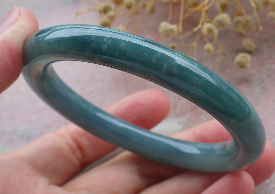 Green Natural A JADE Jadeite Circle Bangle Bracelet 55 mm 680207 TN