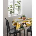 thumbnail image 4 of Sunflower Suqare Tablecloth - 54 x 54 Inch, Vintage Summer Bee Botanical Farmhouse Waterproof & StainResistant Tablecloth, Washable Oil-proof Table Cover for Dining/Party/Wedding/Camping/Buffet, 4 of 9
