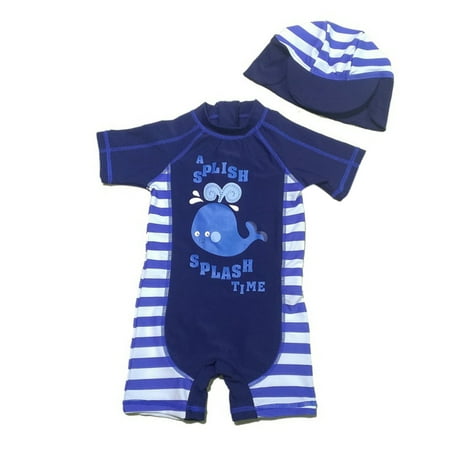 2 Pcs/Set Children Boy Cute Cartoon Whale Swimsuit One Piece Swimsuit ...