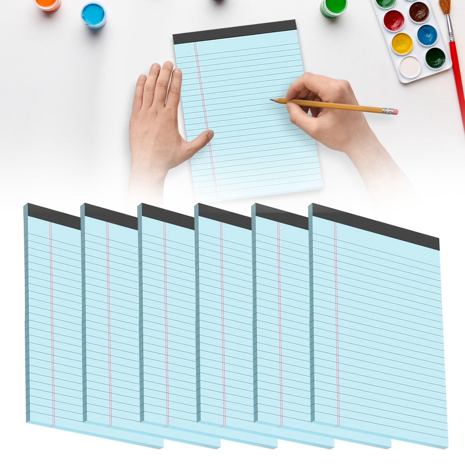 Note Pads 5 x 8 Inch, Small Legal Pads 5 x 8 Colored Notepad 5 x 8 Writing Pads Lined Paper Pads College Ruled Pad Paper 50 Sheets Notebook for Study, To-Do Lists, Office, 6 Pcs