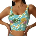 thumbnail image 3 of Goofa Cute Pineapples Printed Sports Bras for Women, High Impact Running Bra Workout Crop Tank Tops Longline Sports Bra Push up-Small, 3 of 9