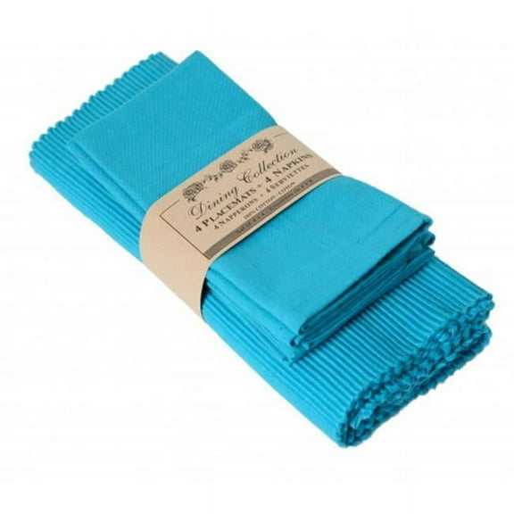 Mr. MJs Trading AG-05328 4 Placemats Plus 4 Napkins Set, Turquoise blue
