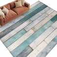 thumbnail image 2 of Turquoise Grey Wooden Area Rug 6x9 FT, Non Slip Living Room Throw Carpet, Farmhouse Teal Wood Washable Soft Large Floor Carpet Non-Shedding Rug for Bedroom Dining Room Play Room, 2 of 9