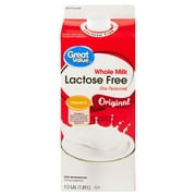 Great Value Lactose Free Whole Vitamin D Milk, Half Gallon, 64 fl oz