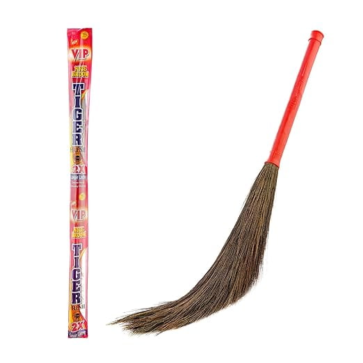 Tiger Broom Plastic Handle Broom | For Floor Cleaning Jadoo Buhari, Premium Grade Finest Grass Broom | Durable Soft Handle For Comfortable Grip, Heavy Duty Broom | No Dust Floor Jadoo