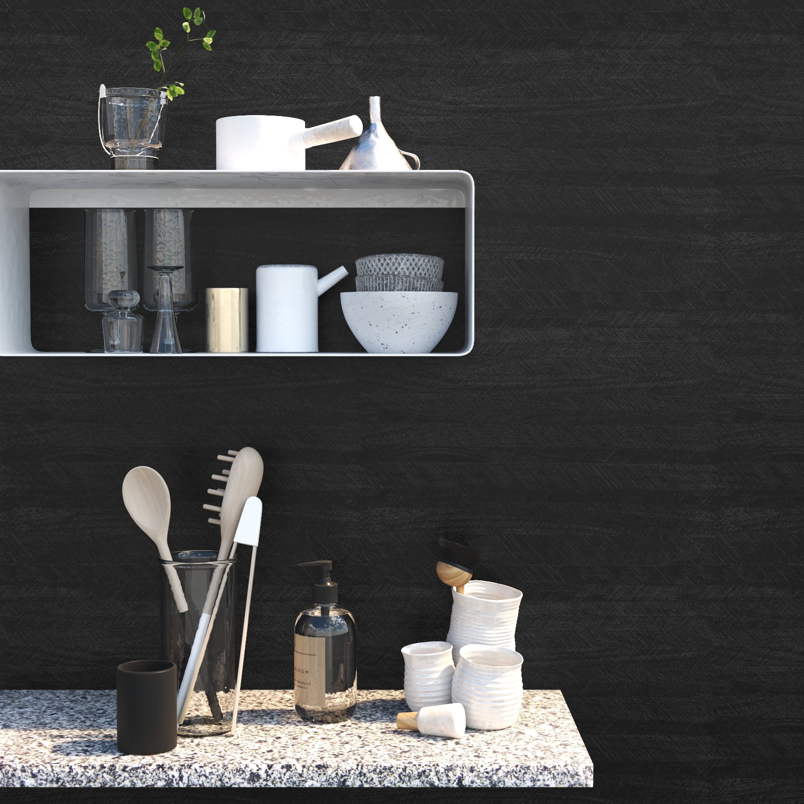 VOLEAAR Black Wood Contact Paper 15.7 x 393.7 Inches Peel and Stick Wallpaper Vinyl Self Adhesive Removable Waterproof Wood Look Grain Wall Paper for Wall Countertop Cabinet