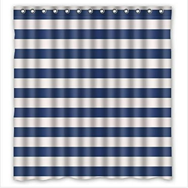 HelloDecor Navy Blue And White Vertical Stripe Shower Curtain Polyester ...