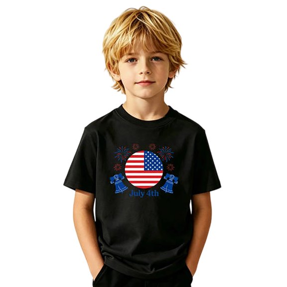 Kids 250 Anniversary USA Shirts 250 Year American Flag Tshirt Memorial Day T-Shirt Independence Day Patriotic Short Sleeved Tees Tops (Black1 2-3 Years)