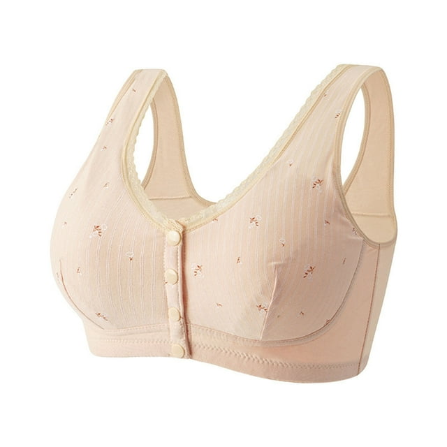 DPTALR Casual Sexy Front Button Shaping Cup Shoulder Strap Underwire Bra Plus Size Extra-Elastic Wirefree