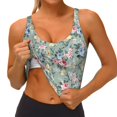 thumbnail image 3 of Fotbe Rose Flowers Sujetador Deportivo Largo sin Aros para Mujer con Almohadillas y Soporte Medio, Transpirable y Absorbente, Camiseta Tipo Chaleco o Tank Top-Large, 3 of 8