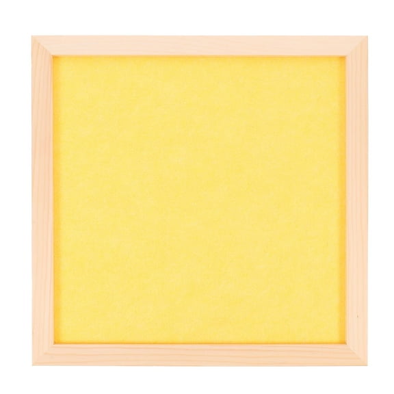 KALLORY 1Pcs Diy Message Board Yellow Felt Cloth Wood Memory Photo Board 11.79X11.79X0.79in
