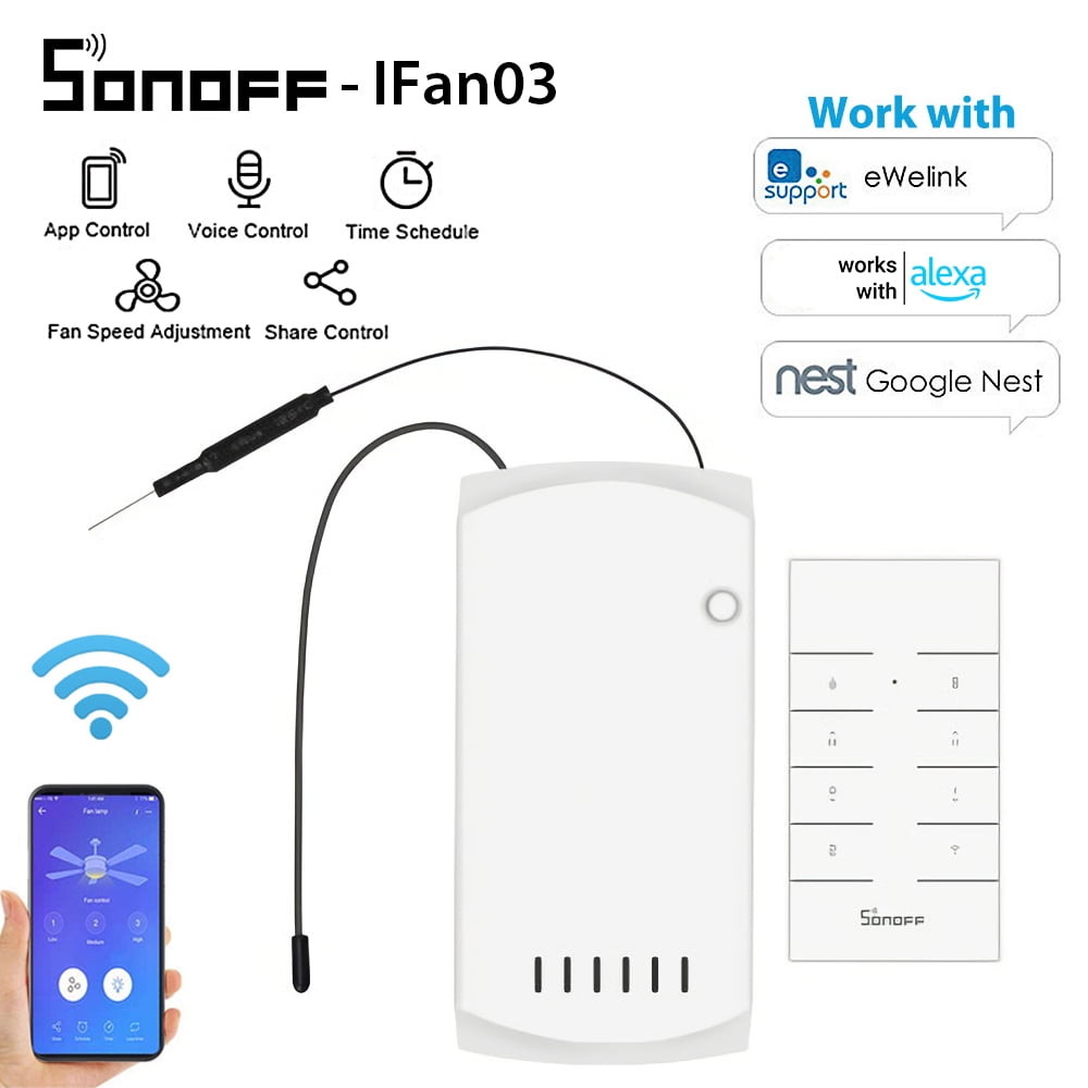 SONOFF iFan03 WIFI Smart Ceiling Fan Smart Home Switch Light Controller Wireless 