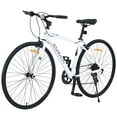 thumbnail image 5 of Hybrid Road Bike 700C for Men and Women, Shimano 7 Speed City Bicycle Commuter Bike, Aluminum Alloy Frame, White, 5 of 7