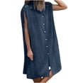 thumbnail image 2 of Ovzne Robes d'Été pour Femmes 2025 Robe de Plage Robe d'Été Imitation Coton et Lin à Col Rabattu Couleur Unie avec Poches Robe à Cordon d'Épaule Robe de Printemps Liquidation, 2 of 6