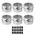 thumbnail image 1 of Bewildely 12 Uds. De tarros magnéticos para especias, salero de acero inoxidable, 4/6 Uds., organizador de contenedores para especias, almacenamiento de Cocina y Comedor 6 tarros de condimentos Bewildely HA004091-02, 1 of 6