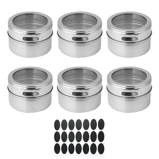 Naiovety 12 Uds. De tarros magnéticos para especias, salero de acero inoxidable, 4/6 Uds., organizador de contenedores para especias, almacenamiento de Cocina y Comedor 6 tarros de condimentos Naiovety HA004091-02