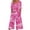 ❧303-Pink, variant on Xuyuer Womens Summer Casual Allover Print Short Sleeve V Neck Long Leg Jumpsuit with Back Zipper Side Pockets Loose Fit for Daily Commute Office Shopping Weekend Gatherings Date Night