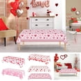 thumbnail image 2 of Valentines's Day Decorations Tablecloth Vinyl Rectangular Table Cloth Red Heart Pattern Decor for Valentines's Day Wedding Anniversary, 2 of 6