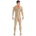 thumbnail image 2 of iEFiEL Mens Shiny Smooth Jumpsuit Long Sleeve Full Body Length Bodysuit for Fitness Workout, 2 of 7