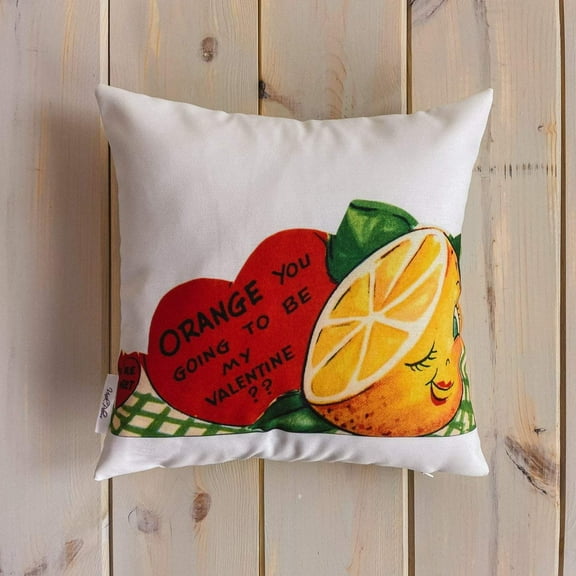 Orange You my Vintage Valentines | 16x16 Pillow Cover | Throw Pillow | Valentines Day Gifts for Her | Valentines Day | Room Decor | Love You