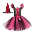 thumbnail image 5 of Bysome Toddler Girls Outfit Set Kids Baby Pageant Witch Halloween Party Tulle Dresses With Hat Broom Fancy Dress Up Long Sleeve Crew Neck Cute Print Girl 2 Pieces Clothes Set Pink Size 4-5 Years, 5 of 8
