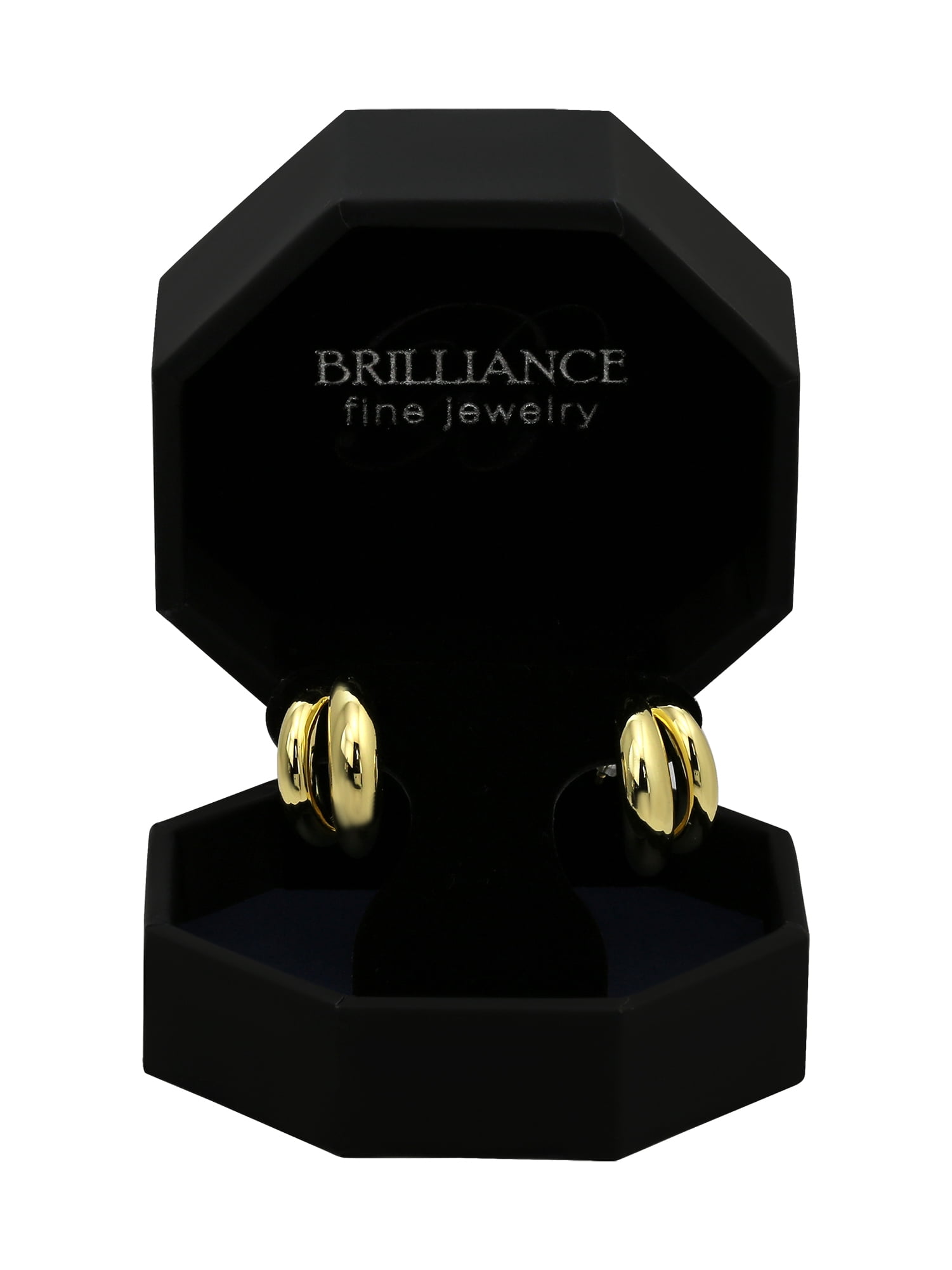 Brilliance Fine Jewelry Women's Two Row Hoop in 14KT Gold Plated Sterling Silver