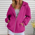 thumbnail image 2 of larppty Womens Y2K Solid Color Zipper Hoodie Long Sleeve Sweatshirt Casual Tops Oversized Vintage Streetwear (Hot Pink, S), 2 of 4
