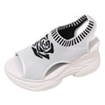 thumbnail image 7 of Womens Platform Wedge Sandals Floral Print Knit Mesh Open Toe Athletic Walking Shoes Casual Slip on Summer Sneakers White Size 8.5, 7 of 7