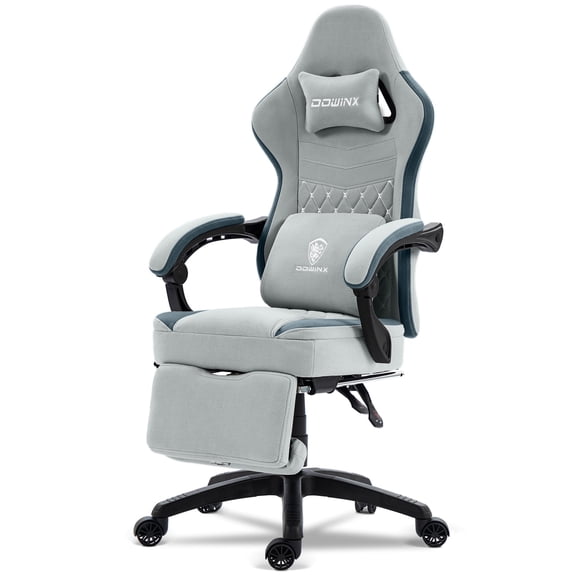 GOOSEA Ergonomic Gaming Chair with Footrest and Lumbar Support, Breathable Fabric Office Chair with Cooling Gel Seat Pad and Storage Bag, Home Computer Desk Chair, Gray