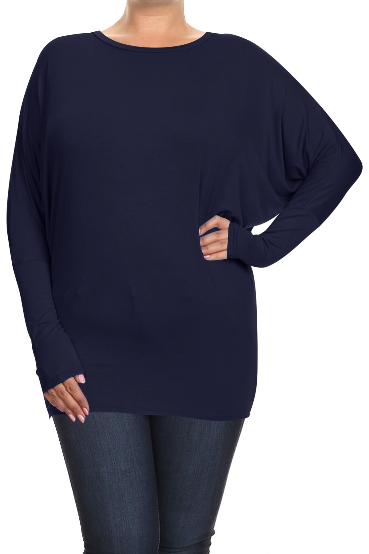 MOA COLLECTION Women's Plus Size Dolman Sleeve T-Shirt – Casual