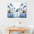 thumbnail image 2 of Shiartex Oil Painting Print on Canvas Framed Wall Art Thanksgiving Blue White Pumpkin Artwork Canvas Picture Prints for Bedroom Living Room Bathroom Decoration Fall Watercolor Leaves on White-20x16 In, 2 of 3