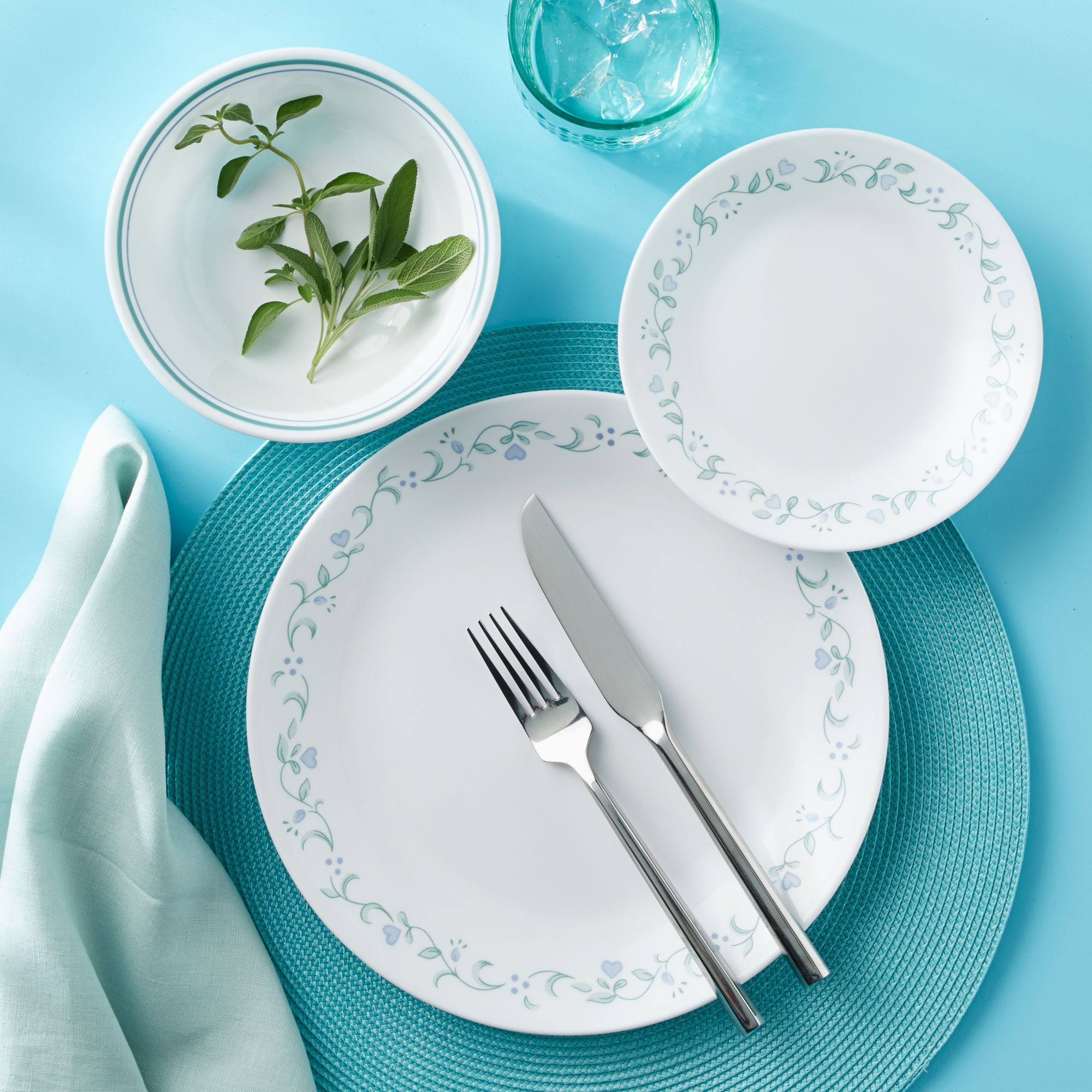 Corelle Classic Country Cottage 16-Piece Dinnerware Set, White, Blue - image 3 of 4