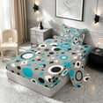 thumbnail image 2 of Manfei Star Circle Twin Sheets, Retro Geometric Bedding, Teal Black, Gray Reversible 3pcs1 Flat Sheet + 1 Fitted Sheet + 1 Pillowcase, 2 of 6
