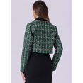 thumbnail image 3 of DARING DIVA Women's Double Breasted Plaid Tweed Cropped Jacket XS Green, 3 of 6