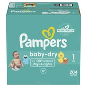 Pampers Baby-Dry Extra Protection Diapers, Size 1, 204 Ct