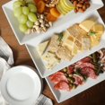 thumbnail image 5 of Gibson Home Gracious Dining Dinnerware, 3-Tier Rectangle Plate Serving Set with Gold Metal Stand, White, 5 of 13