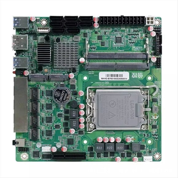 Placa Base Mini ITX B760 NAS Procesador Doméstico CPU LGA1700 2xDDR5 4xi226 2.5G 2xM.2 NVME 8xSATA Servidor Firewall Qnas