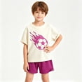 thumbnail image 6 of Vornjynx Boys Outfit Sets 2-Piece Football Print T-Shirt and Shorts Elastic Waist Short Sleeve Kids Summer Cute Active Clothes Red Size 5-6T, 6 of 7