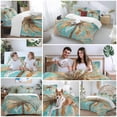 thumbnail image 5 of Coconut Tree Duvet Cover Set Queen Size, Tropical Plant 4 Piece Soft Microfiber Bedding Set with 1 Duvet Cover, 1 Flat Sheet, 2 Pillowcases, 5 of 9