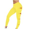 thumbnail image 6 of Feancey Prime Sales Today Clearance Valentines Day Leggings for Women Love Heart Printed High Waist Yoga Tights Tummy Control Seamless Butt Lift Sport Workout Pants Yellow XXL, 6 of 7