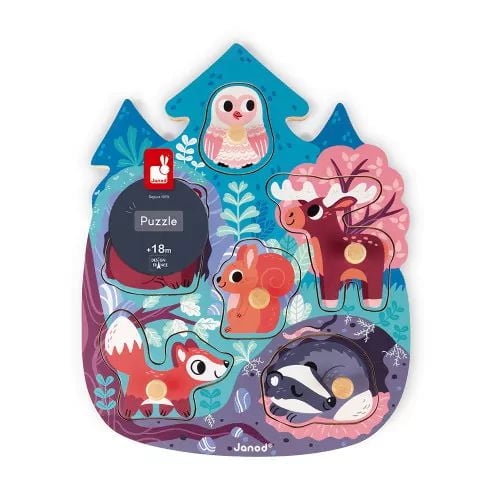 Puzzle en bois Janod Happy Forest - 6 pièces - À partir de 18 mois