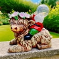 thumbnail image 5 of 9.13in Solar Gnome Riding Highland Cow Garden Statue with Globe Light Decor, Farmhouse Outdoor Solar Figurine Patio Yard Lawn Decorative Accent, 5 of 7