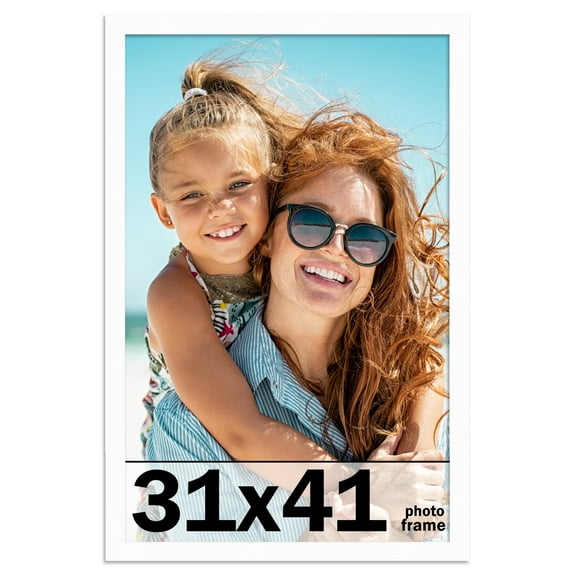 31x41 Frame White Solid Wood Picture Frame Includes UV Acrylic Shatter Guard Front, Acid Free Foam