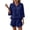 Dark Blue, variant on Women's 2 Piece Linen Short Set V Neck 3/4 Sleeve Oversized Beach Vacation