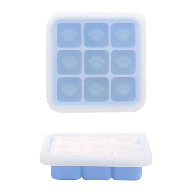 Cat Paw Silicone Ice Tray - 9-Cavity Novelty Cube Molds for Cocktails Beverages Freezer Safe Compact Storage Box