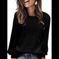thumbnail image 2 of Blusas Tipo Túnica para Mujer, Cuello Redondo, Elegantes, con Encaje y Retazos, Blusas Informales, Suéteres. Negro L, 2 of 7